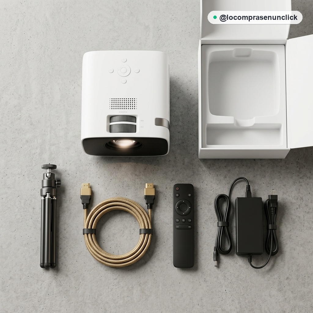 C4: Kit Completo con Control Remoto, Cable HDMI, Trípode y Caja Retail