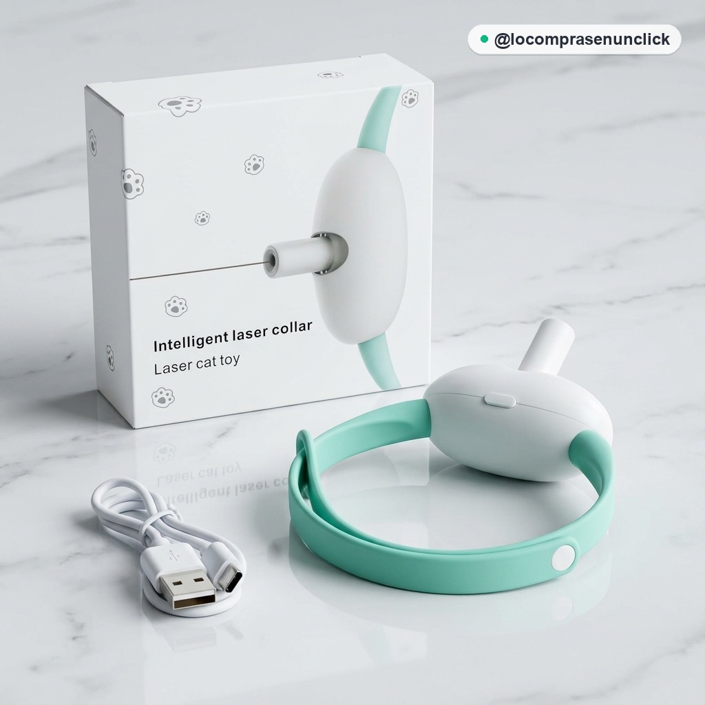 Collar Láser Inteligente para Gatos (Juguete Interactivo Recargable USB)