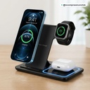 Estación de Carga Inalámbrica Rápida 3 en 1 Plegable para iPhone, Apple Watch y AirPods